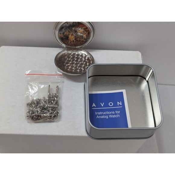 Hautman Brothers Collection Avon Hunters Deer Pocket Watch w/Tin And Chain New - Picture 7 of 8